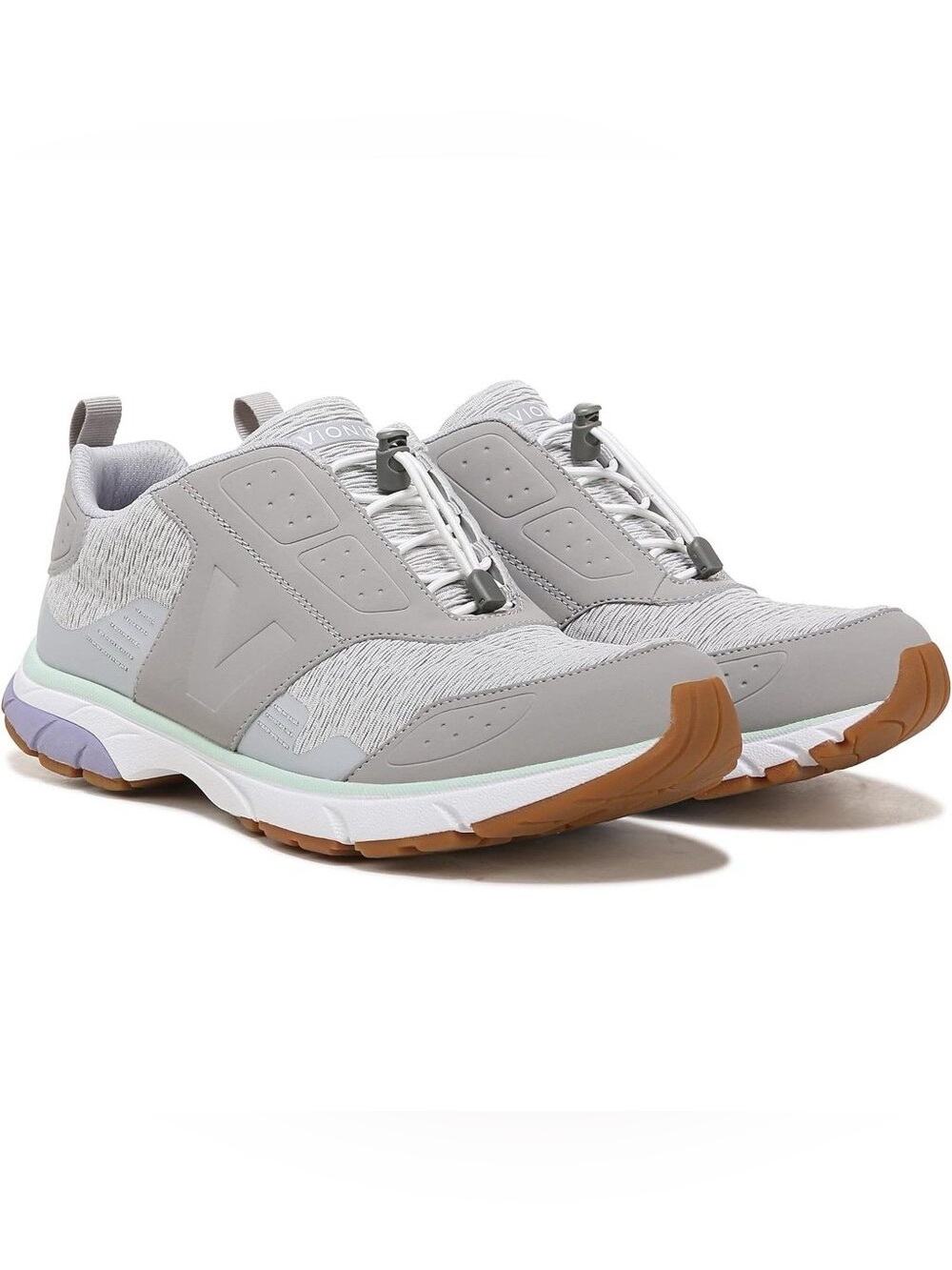 Vionic Guinn Waterproof Bungee Lace Walking Sneaker Gray & Green US 9